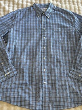 Saddlebred Blue and Black Plaid Button-Down Shirt